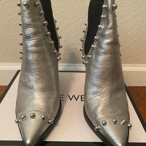 Nine West silver booties with embellishments